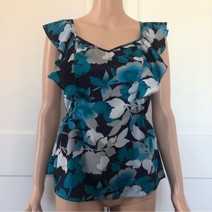 Banana Republic Factory Blue Ruffle Sleeveless Tank Top Blouse XS X-Small